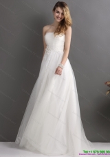 2015 Luxurious Strapless Wedding Dress with Beading and Appliques