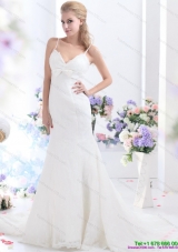 2015 Sophisticated White Wedding Dress with Lace and Bowknot