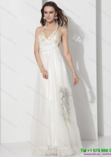 Top Selling Halter Empire Wedding Dress with Appliques for 2015