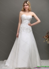 Brand New 2015 Sweetheart A Line Wedding Dress with Appliques and Beading