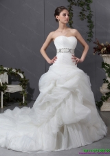 Sophisticated 2015 Strapless Wedding Dress with Beading and Ruching