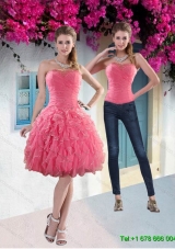 Pretty 2015 Strapless Watermelon Detachable Prom Skirts with Beading and Ruffles