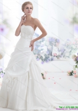 2015 Classical Strapless Wedding Dress with Lace and Ruching