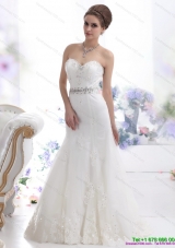 2015 Modest Sweetheart Paillette Wedding Dress with Floor-length