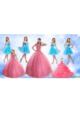 Cute Ball Gone Quinceanera Dress and Beading Baby Blue Dama Dresses and Rose Pink Halter Top Little Girl Dress