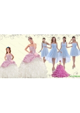 Elegant Multi Color Strapless Hand Made Flower Quinceanera Dress and Ruching Pretty Prom Dresses and Ruffles Straps Little Girl Dress