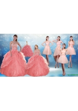 2015 Perfect Sweetheart Beading Quinceanera Dress and Cute Bownot Prom Dresses and Halter Top Watermelon Little Girl Dress