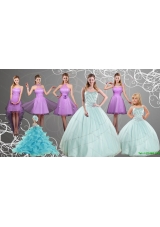 Cheap Sweetheart Beading Quinceanera Dress and Lilac Short Prom Dresses and Apple Green Spaghetti Straps Beading Pageant Dresses for Little Girl