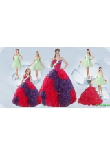 Elegant Ruffles Multi Color Quinceanera Dress and Apple Green Short Prom Dresses and Multi Color Halter Top Little Girl Dress
