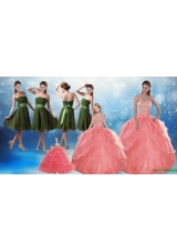 Beading Sweetheart 2015 Watermelon Quinceanera Dress and Strapless Knee Length Prom Dresses and Watermelon Halter Top Little Girl Dress