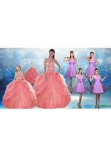 Perfect Beading Floor Length Quinceanera Dress and Short Ruching Prom Dresses and Watermelon Halter Top Little Girl Drles