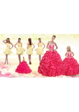 2015 Pick Ups Red Quinceanera Dress and Yellow One Shoulder Prom Dresses and  Cute Red Little Girl Dress
