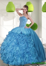 2015 Most Popular Sweetheart Quinceanera Gowns with Beading and Ruffles