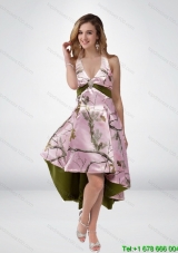 2015 Beautiful Multi Color High Low Elegant Camo Prom Dresses with Sashes