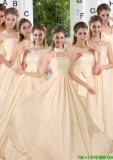 Beautiful Empire Ruching 2015 Floor Length Dama Dresses