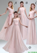 Most Beautiful Chiffon Light Pink Empire Dama Dress with Ruching