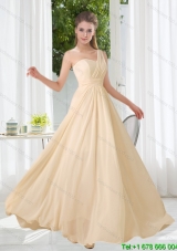 New Arrival Empire One Shoulder Lace Up Dama Dress with Ruching