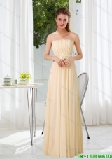 New Style Empire Strapless Ruching and Belt Dama Dress with Floor Length