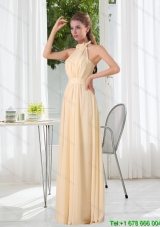Pretty Empire Halter Ruching Dama Dress with Hand Made Flowers