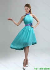New Style High Neck Asymmetrical Multi-color Dama Dress
