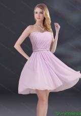 Elegant A Line Sweetheart Dama Dress with Ruhing and Belt
