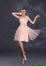 New Arrival One Shoulder A Line Tulle Dama Dresses with Hand Made Flowers