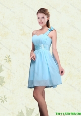 Top Seller A Line Ruching Chiffon Dama Dresses with One Shoulder