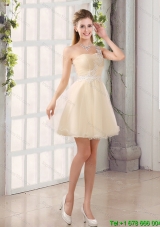 2015 Fall Pretty  Appliques A Line Mini Length Dama Dress with One Shoulder