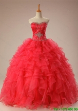 2015 Classical Sweetheart Beaded Quinceanera Dresses with Ruffles