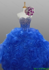 2015 Sweetheart Quinceanera Dresses with Beading and Rolling Flowers