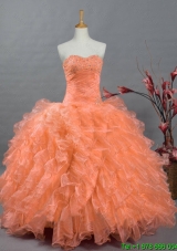 2015 Fashionable Sweetheart Quinceanera Gowns with Beading and Ruffles