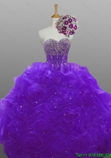 2015 Perfect Beaded Quinceanera Dresses with Rolling Flowers