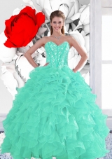 2016 Perfect Appple Green Quinceanera Dresses with Beading and Ruffles