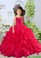 2016 Straps Beading and Ruching Little Girl Pageant Dress in Coral Red