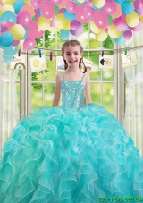2016 Lovely Spring Aqua Blue Mini Quinceanera Dresses with Ruffles and Beading