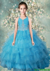 Pretty Halter Top Mini Quinceanera Dresses with Beading and Ruffled Layers