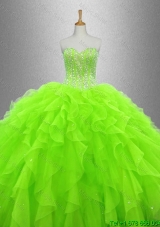 Custom Made Beaded and Ruffles Quinceanera Gowns in Organza