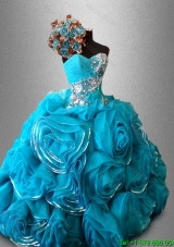 2015 Artistic Sweetheart Quinceanera Dresses with Beading and Rolling Flowers