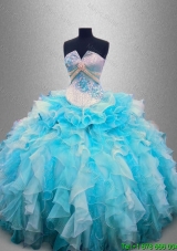 Beautiful Strapless Beading and Ruffles Quinceanera Gowns in Organza