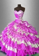 Pretty Beaded and Ruffles Sweet 16 Gowns in Multi Color