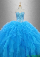 Pretty Beaded Organza Quinceanera Dresses with Ruffles