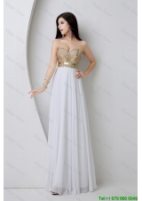 2015 Beautiful Empire Sequined White Prom Dresses with Beading