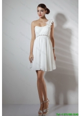 Elegant Empire One Shoulder Short Prom Dresses in White