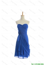 Designer Flowers and Ruching Short Prom Dresses in Royal Blue