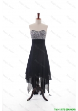 Designer Made Empire Strapless Beaded High Low Prom Dresses in Black