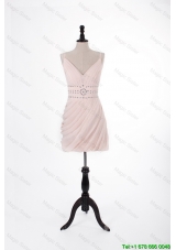 New Designer 2016 Short Light Pink Prom Dresses with Beading