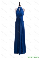 2016 Empire Halter Top Prom Dresses with Belt in Blue
