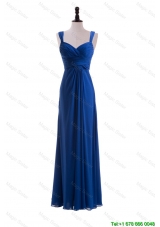Designer Empire Straps Prom Dresses with Ruching in Blue