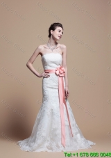 2016 Custom Made Mermaid Strapless Wedding Dresses with Court Train