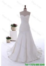Exquisite Beading White Wedding Dress with Court Train for 2016